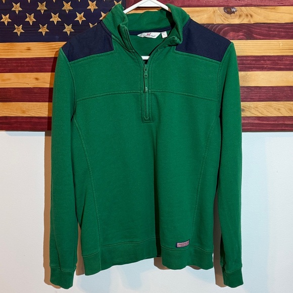 Vineyard Vines Jackets & Blazers - Vineyard Vines Green and Navy Zip-Up Sweater Women’s Large